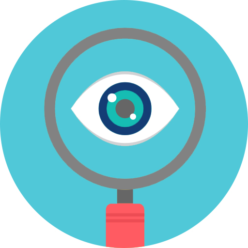 Icon of a magnifying glass over an eyeball